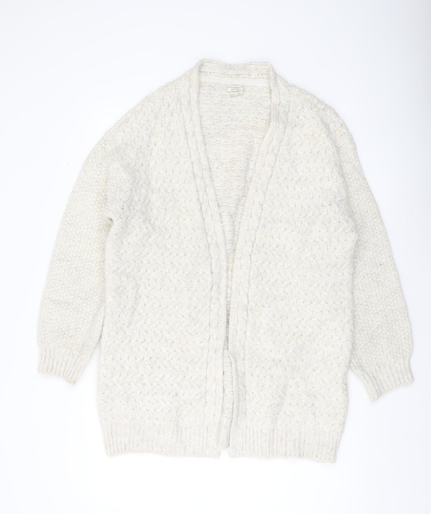 Fat Face Women’s Ivory Chunky Knit Cardigan UK 12 Relaxed Fit