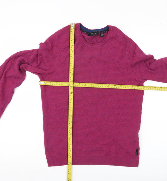 Ted Baker Women's Purple Wool Crew Neck Jumper Size 12 Regular Fit