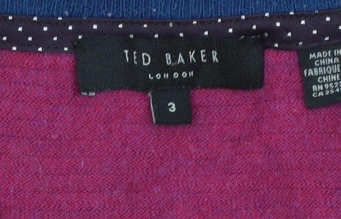 Ted Baker Women's Purple Wool Crew Neck Jumper Size 12 Regular Fit