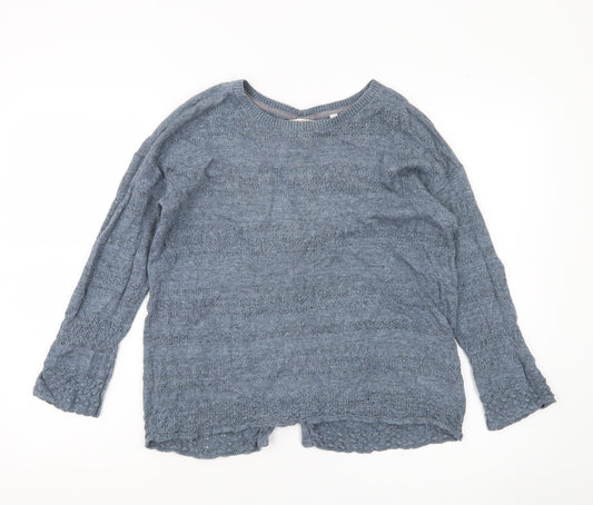 Fat Face Womens Blue Cotton Knit Cardigan UK 10 Crew Neck