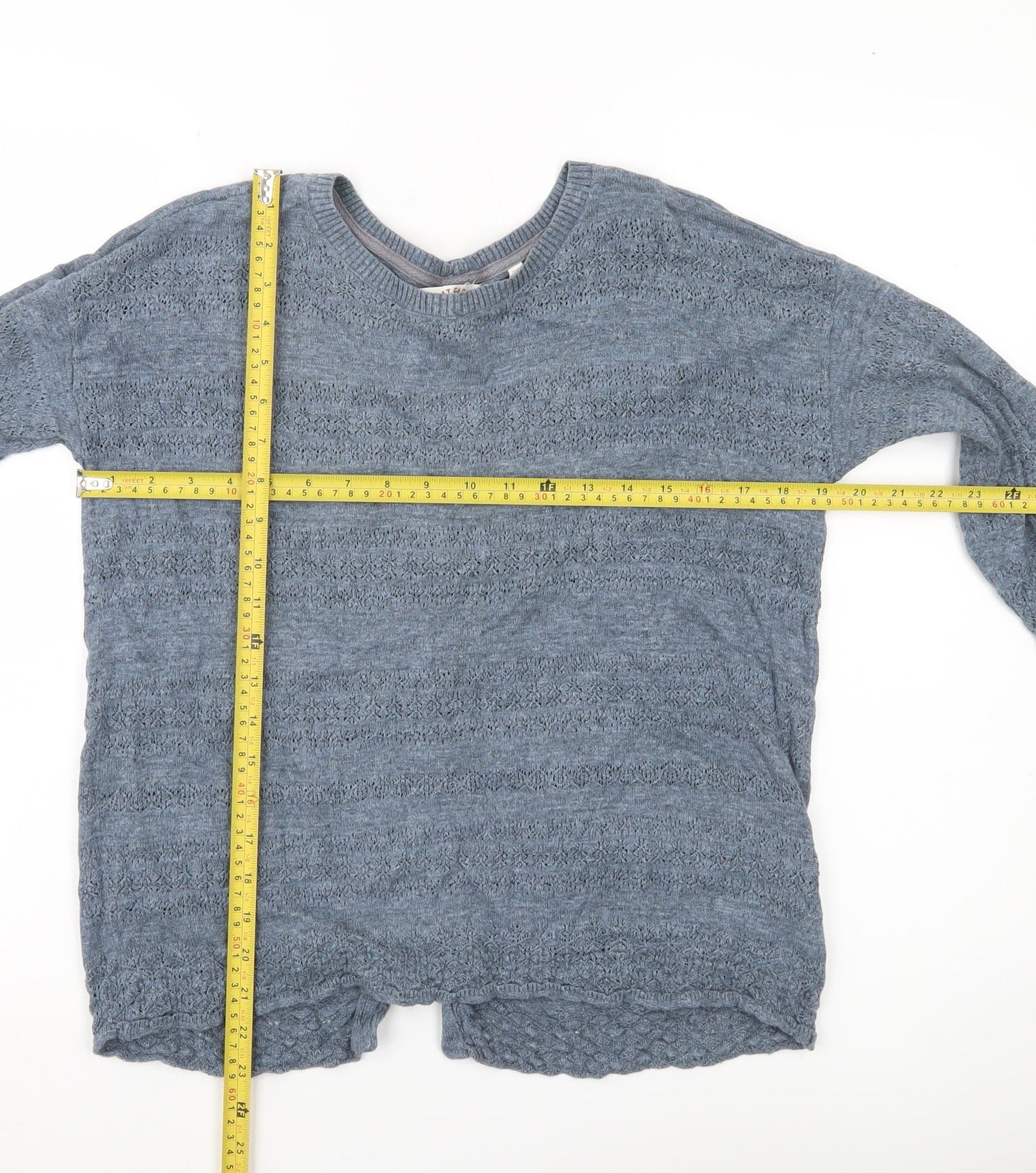 Fat Face Womens Blue Cotton Knit Cardigan UK 10 Crew Neck