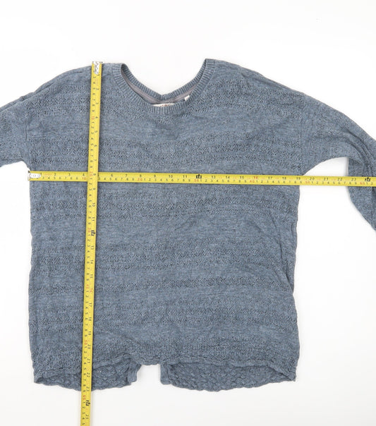 Fat Face Womens Blue Cotton Knit Cardigan UK 10 Crew Neck