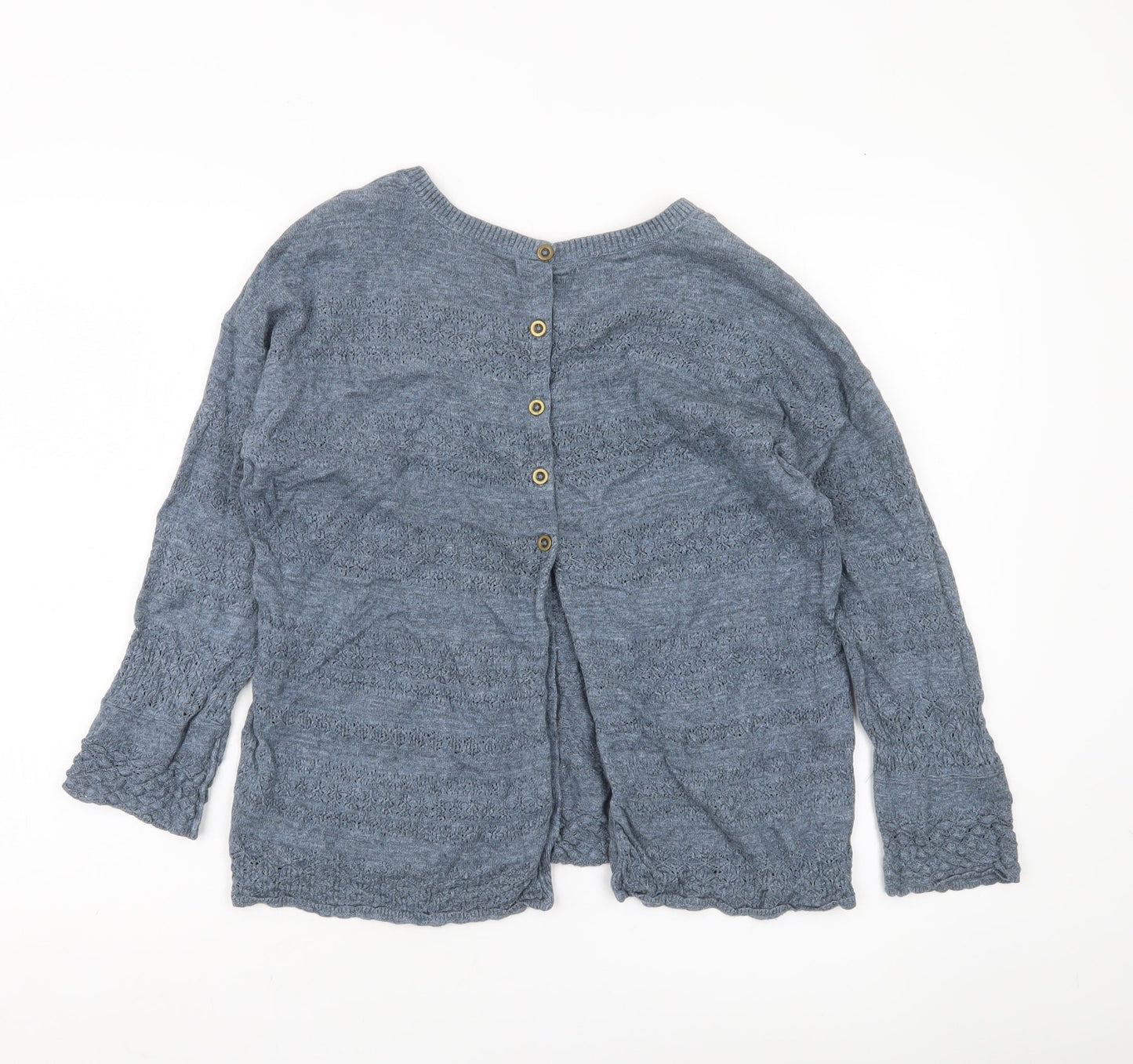 Fat Face Womens Blue Cotton Knit Cardigan UK 10 Crew Neck