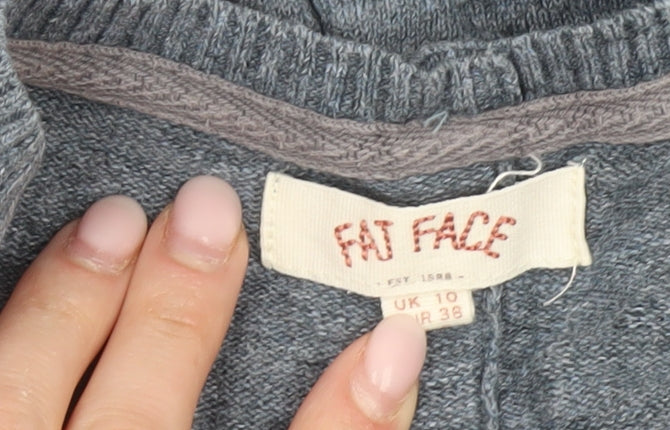 Fat Face Womens Blue Cotton Knit Cardigan UK 10 Crew Neck