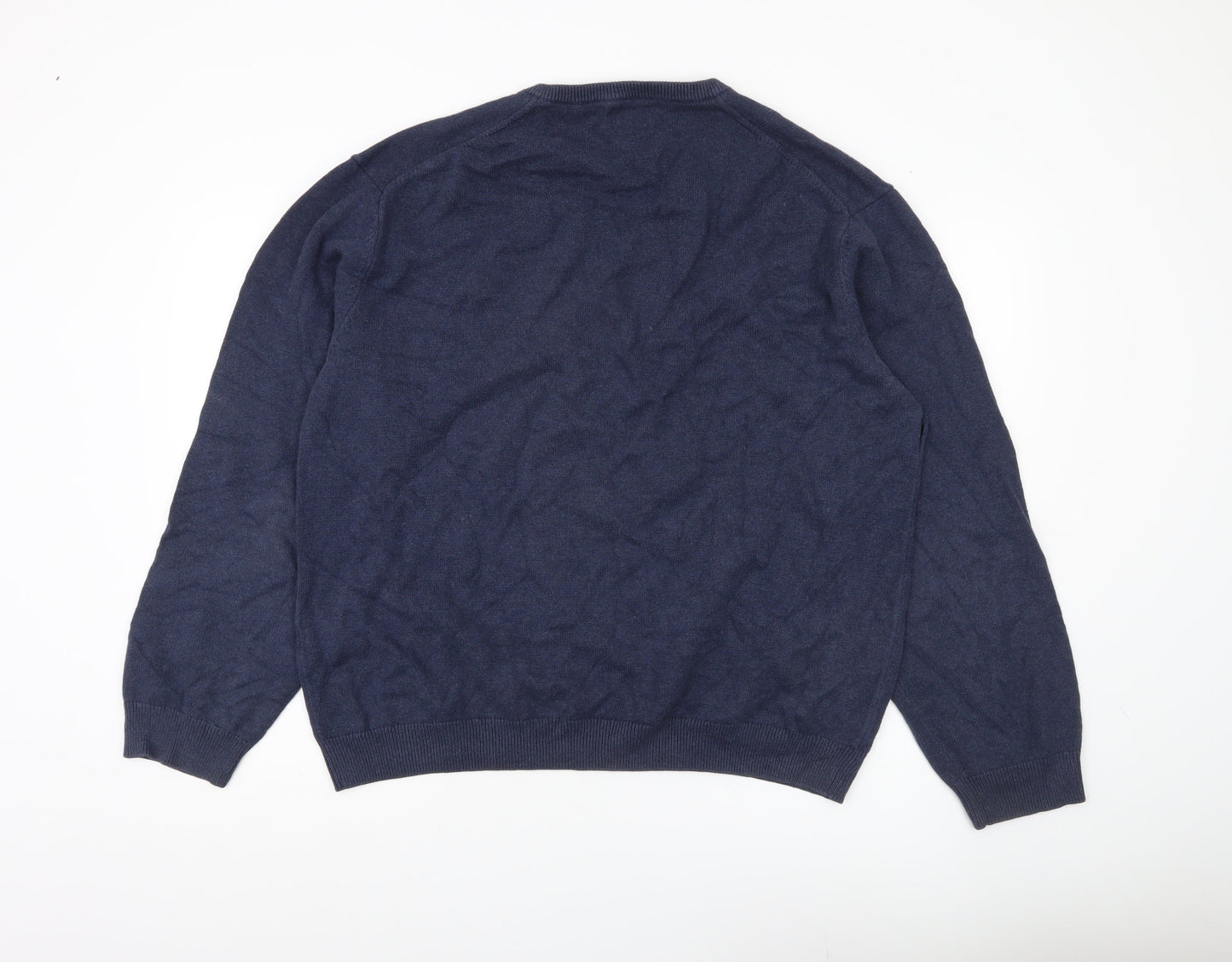 Gant Men’s Blue 3XL V-Neck Cotton Pullover Jumper