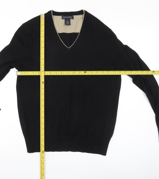 Banana Republic Men’s Black Wool Silk V-Neck Jumper Size S