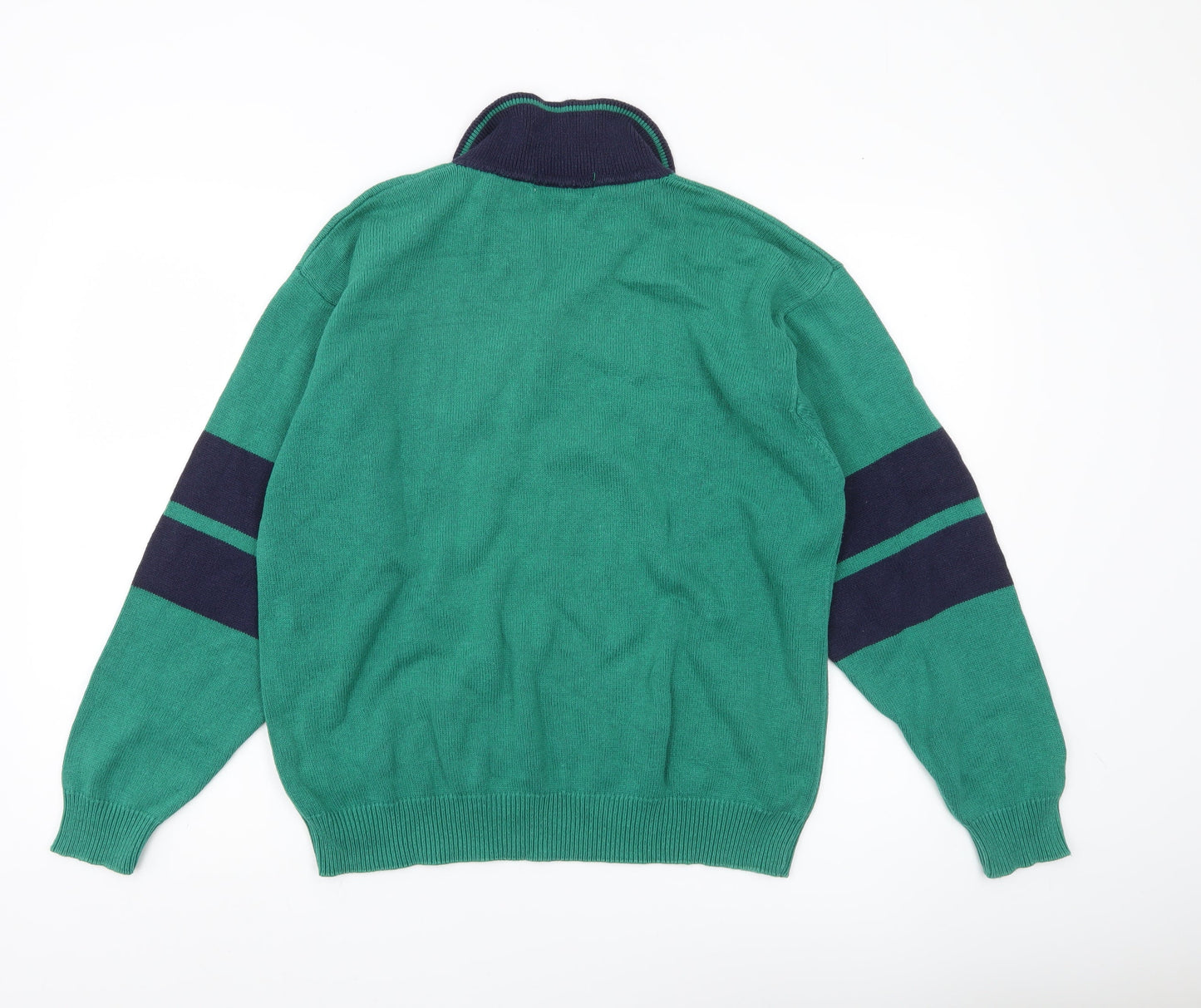 Puma Men’s Green Collared Pullover Jumper M Retro Sports Knitwear