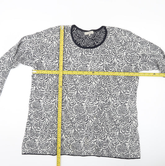 Hobbs Womens Black White Geometric Knit Jumper XL Crew Neck