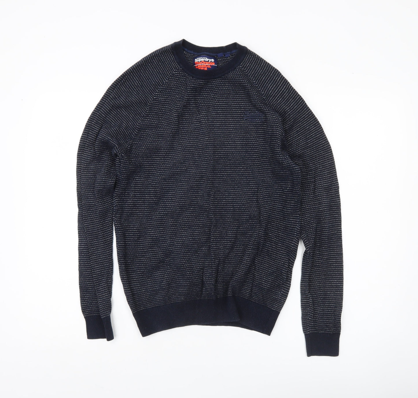 Superdry Mens Blue Small Pullover Jumper Crew Neck Cotton Knit