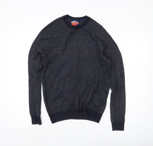 Superdry Mens Blue Small Pullover Jumper Crew Neck Cotton Knit