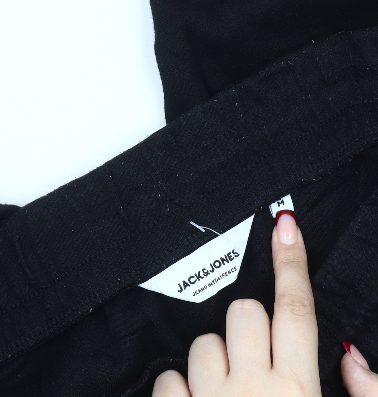 Jack & Jones Mens Black Jogger Trousers M Regular Fit Elastic Waist