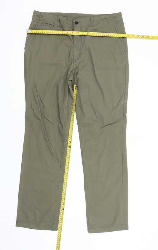Jaeger Men's Green Chino Trousers 36W 32L Regular Fit Cotton