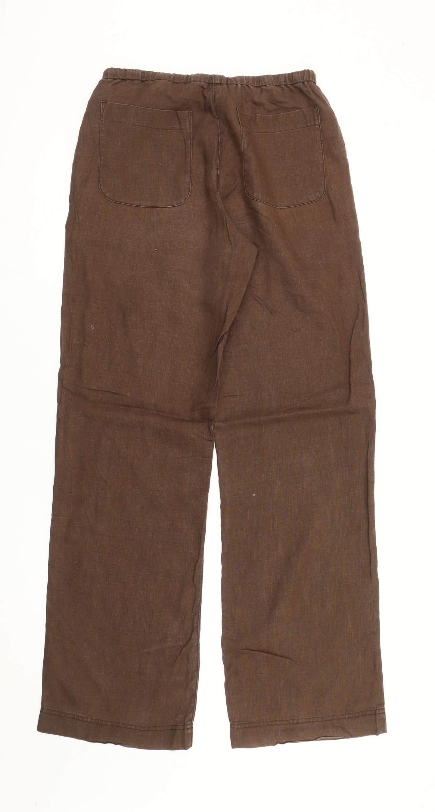 Boden Women’s Brown Linen Straight Leg Trousers Size 12 Long
