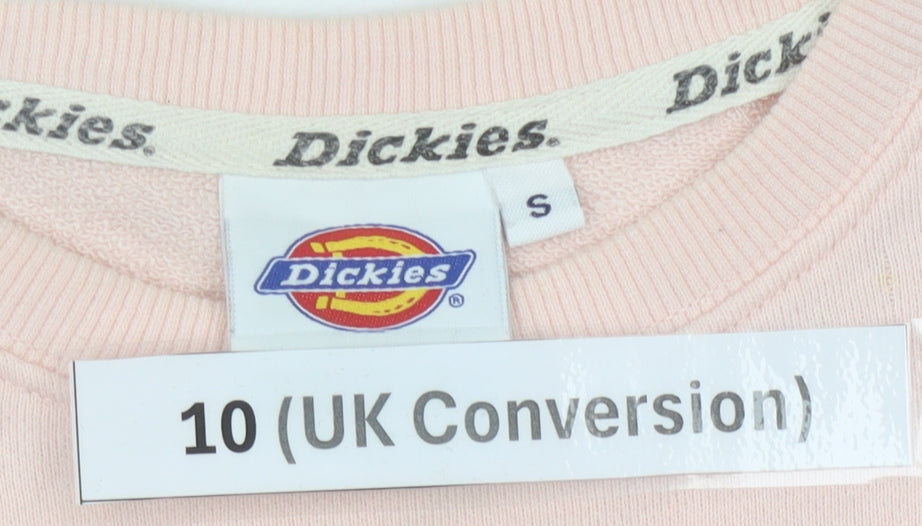 Dickies Women’s Pink Logo Sweatshirt Size 10 Pullover Crew Neck