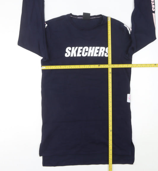 Skechers Women’s Blue Logo T-Shirt Dress Size 8 Casual Long Sleeve