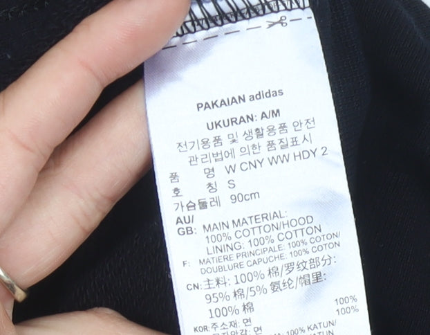 Adidas Womens Black Cat Graphic Pullover Hoodie UK 10