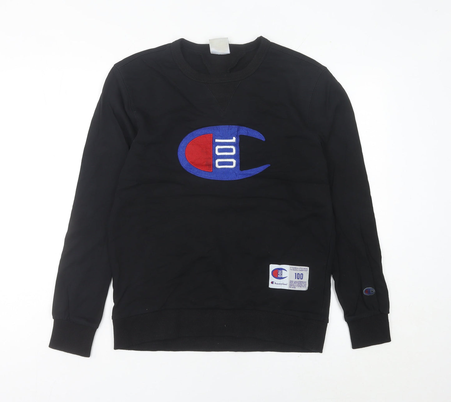 Champion Unisex Adults Black Medium Pullover Sweatshirt Logo
