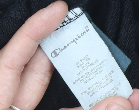 Champion Unisex Adults Black Medium Pullover Sweatshirt Logo