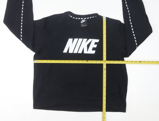 Nike Womens Black Sweatshirt UK 10 Logo Crew Neck Pullover