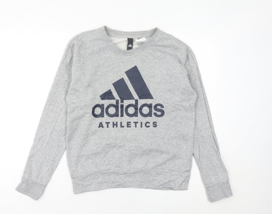 Womens UK 8 Regular adidas Grey Pullover Sweatshirt
