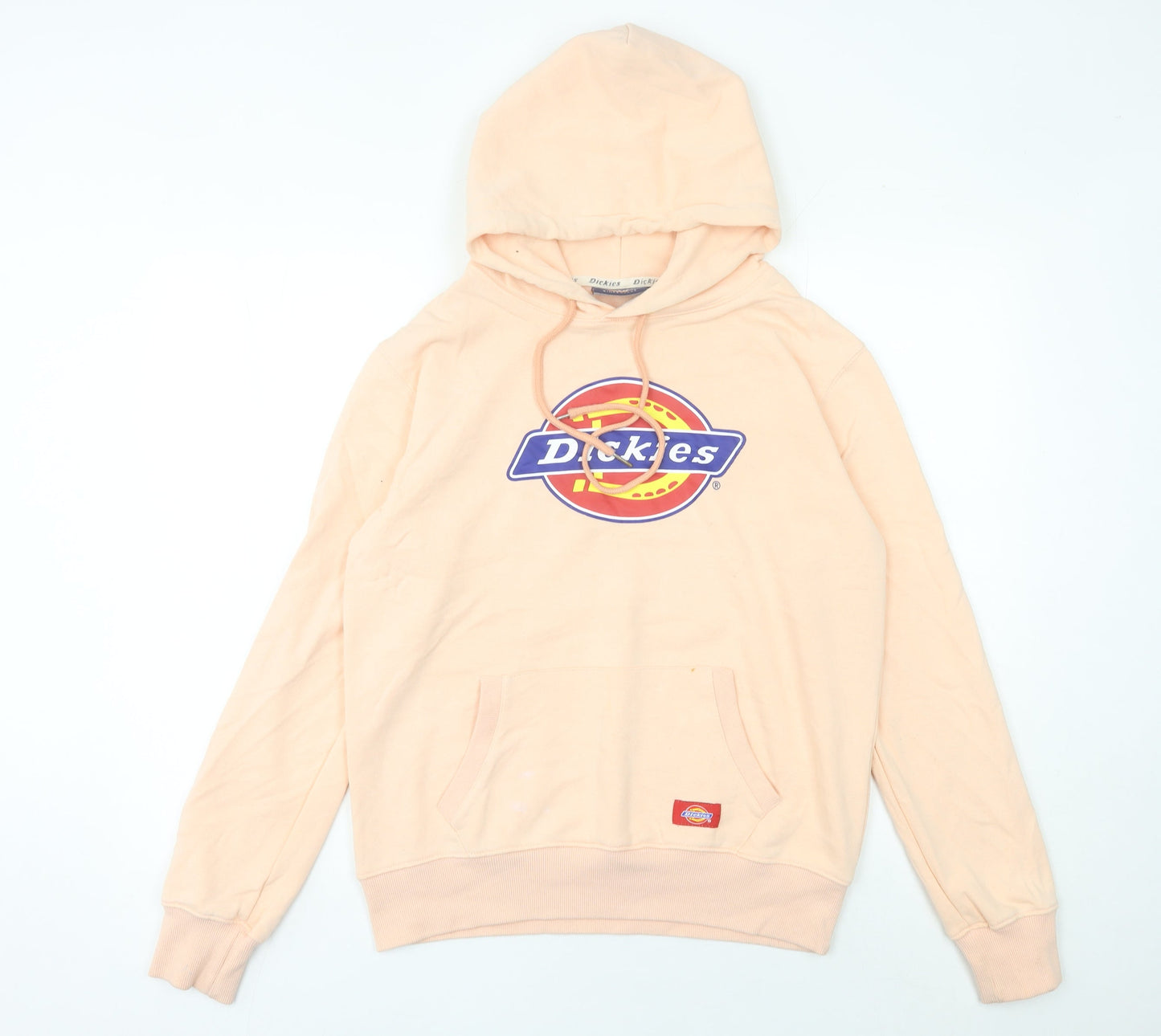 Dickies Womens Pink Pullover Hoodie L Logo Graphic Cotton Casual
