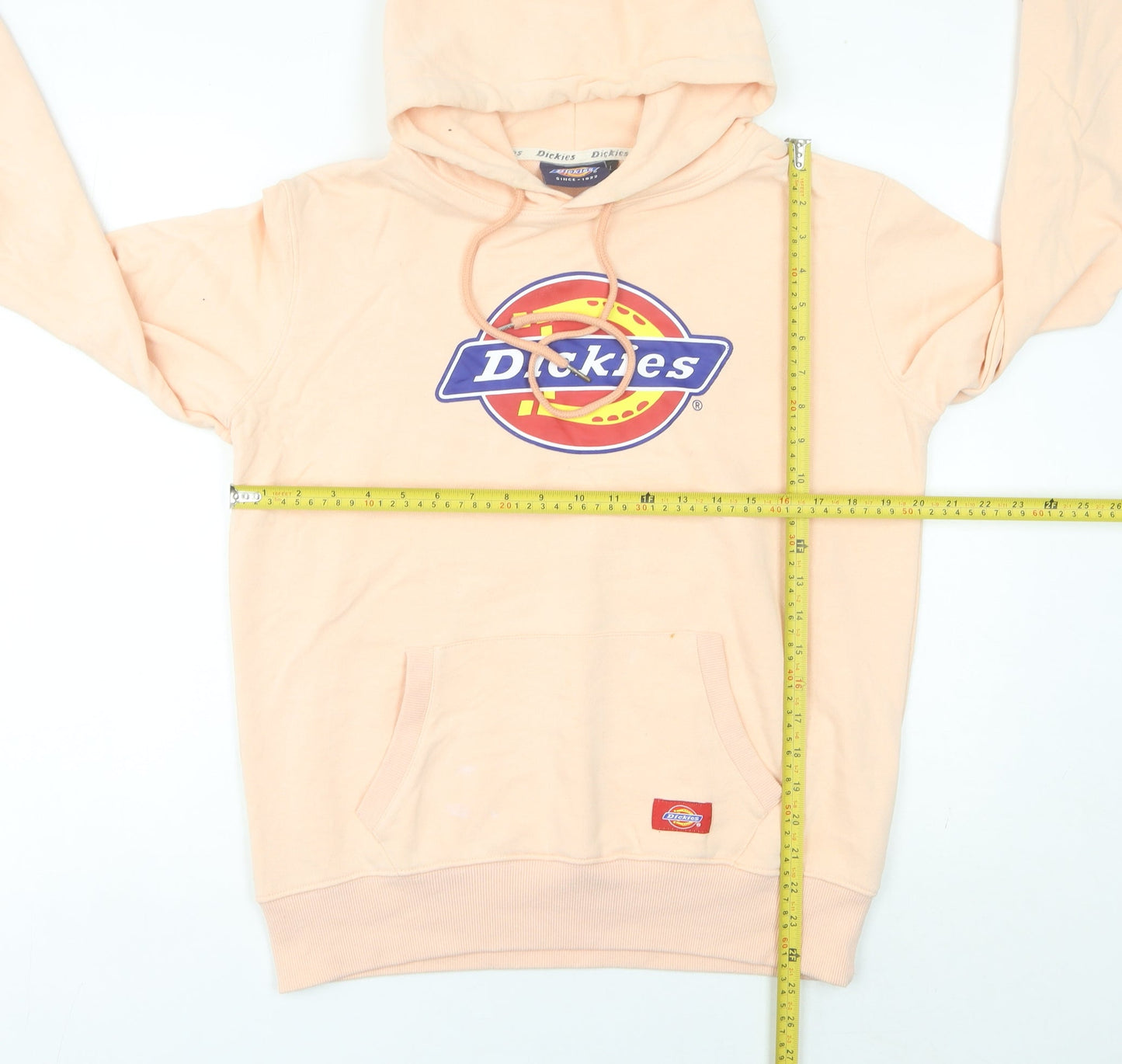 Dickies Womens Pink Pullover Hoodie L Logo Graphic Cotton Casual