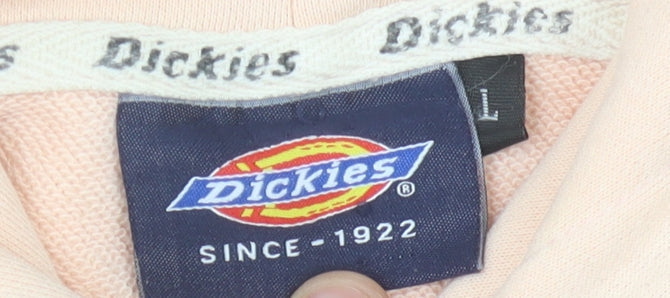 Dickies Womens Pink Pullover Hoodie L Logo Graphic Cotton Casual