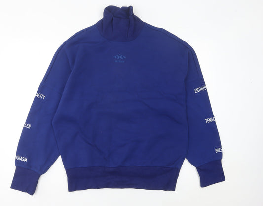 Umbro Womens Blue Sweatshirt Size 10 High Neck Pullover Sportswear