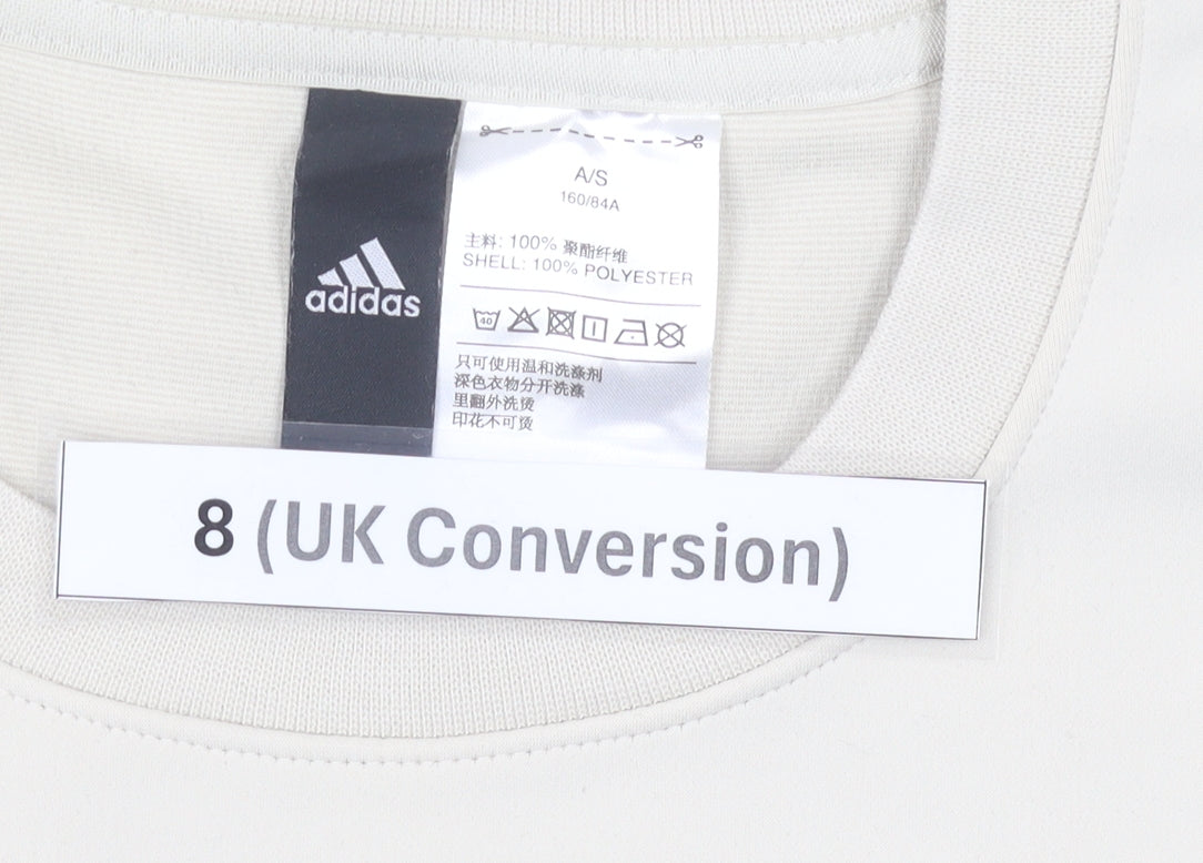 Adidas Womens Ivory Sweatshirt Size 8 Pullover Crew Neck Sports Top
