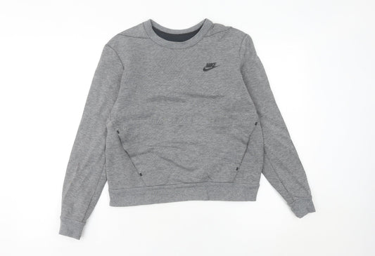 Womens UK 4 Regular Nike Grey Pullover Sweatshirt
