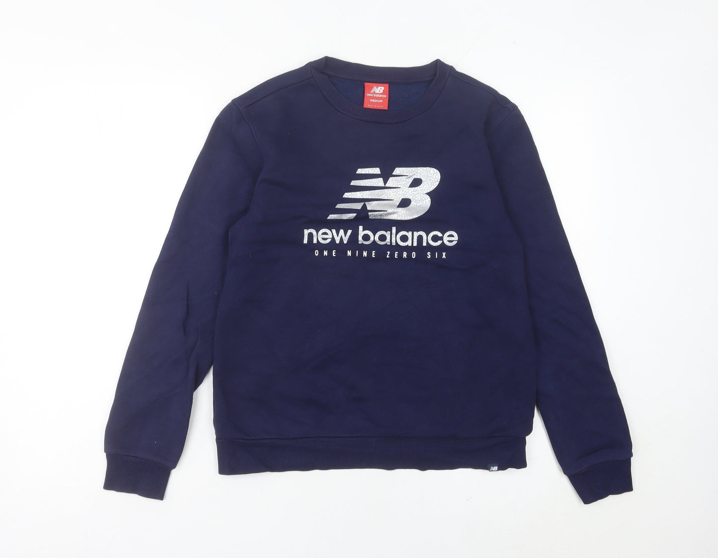 New Balance Women's Blue Logo Sweatshirt UK 8 Pullover Crew Neck