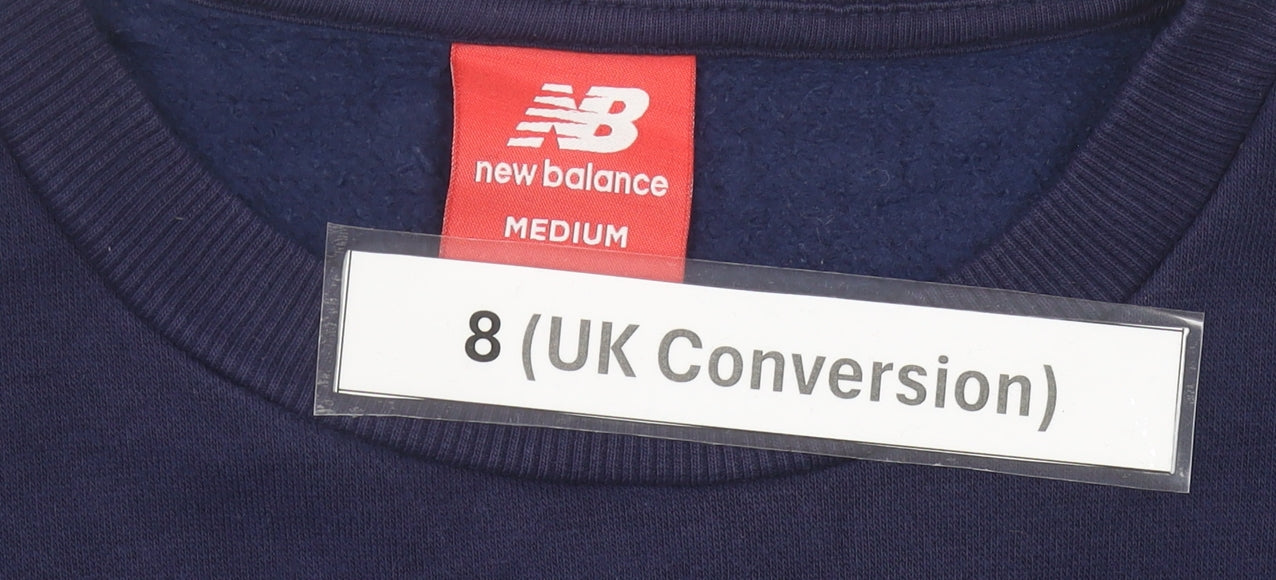 New Balance Women's Blue Logo Sweatshirt UK 8 Pullover Crew Neck
