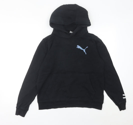 Puma Womens Black Hoodie UK 6 Graphic Print Pullover Sweatshirt