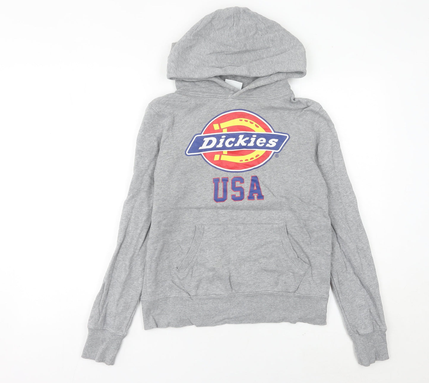 Dickies Women's Grey Pullover Hoodie Size 10 Regular Fit Logo USA