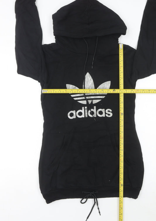 Adidas Womens Black Size 8 T-Shirt Hoodie Dress Long Sleeve Casual