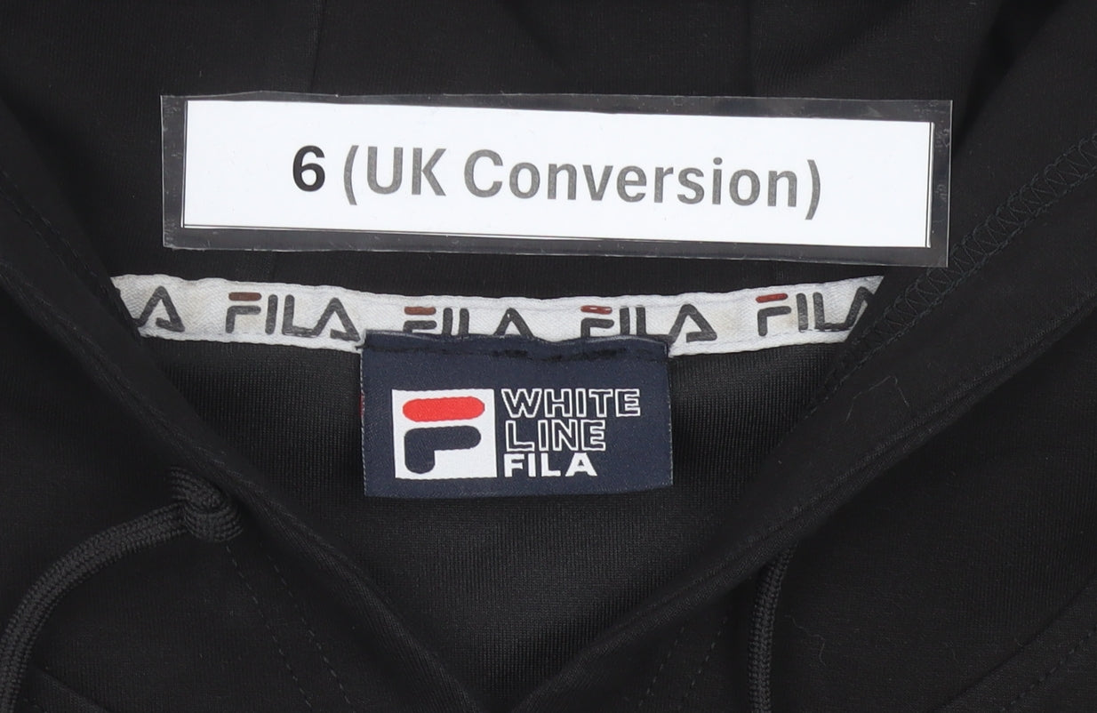 FILA Womens Black Pullover Hoodie Size 6 Regular Fit Logo Sportswear