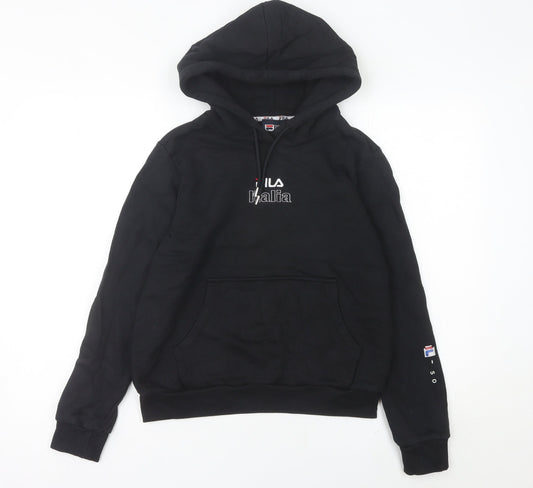 Fila Women’s Black Hoodie Size 8 Pullover Logo Sportswear