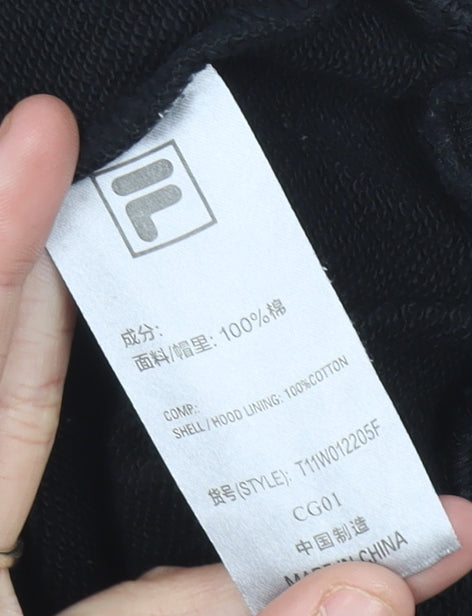 Fila Women’s Black Hoodie Size 8 Pullover Logo Sportswear