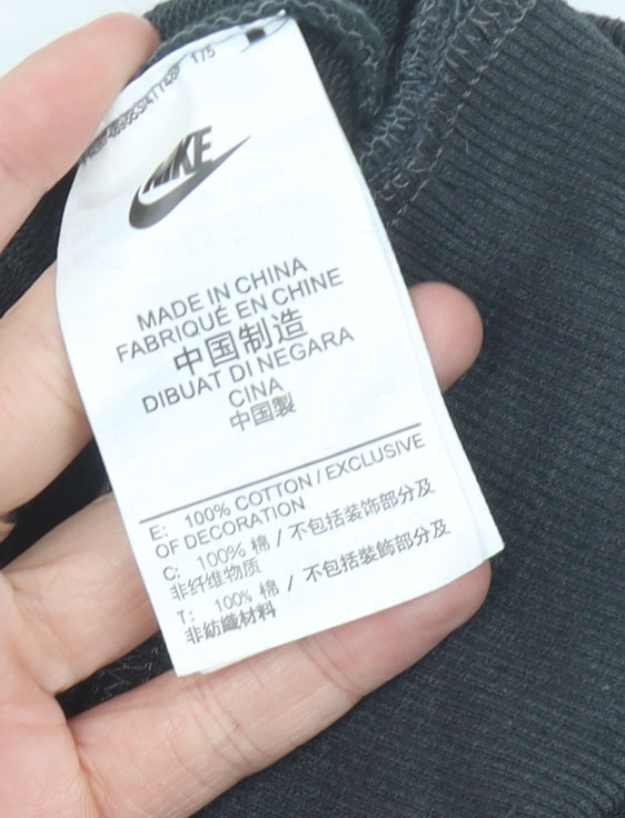 Nike Womens Black Cropped Sweatshirt UK 8 Cotton Logo Jumper