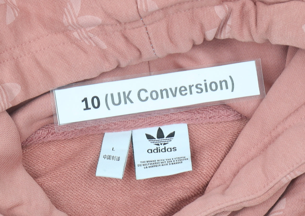 Adidas Womens Pink Pullover Hoodie Size 10 Logo Print Casual