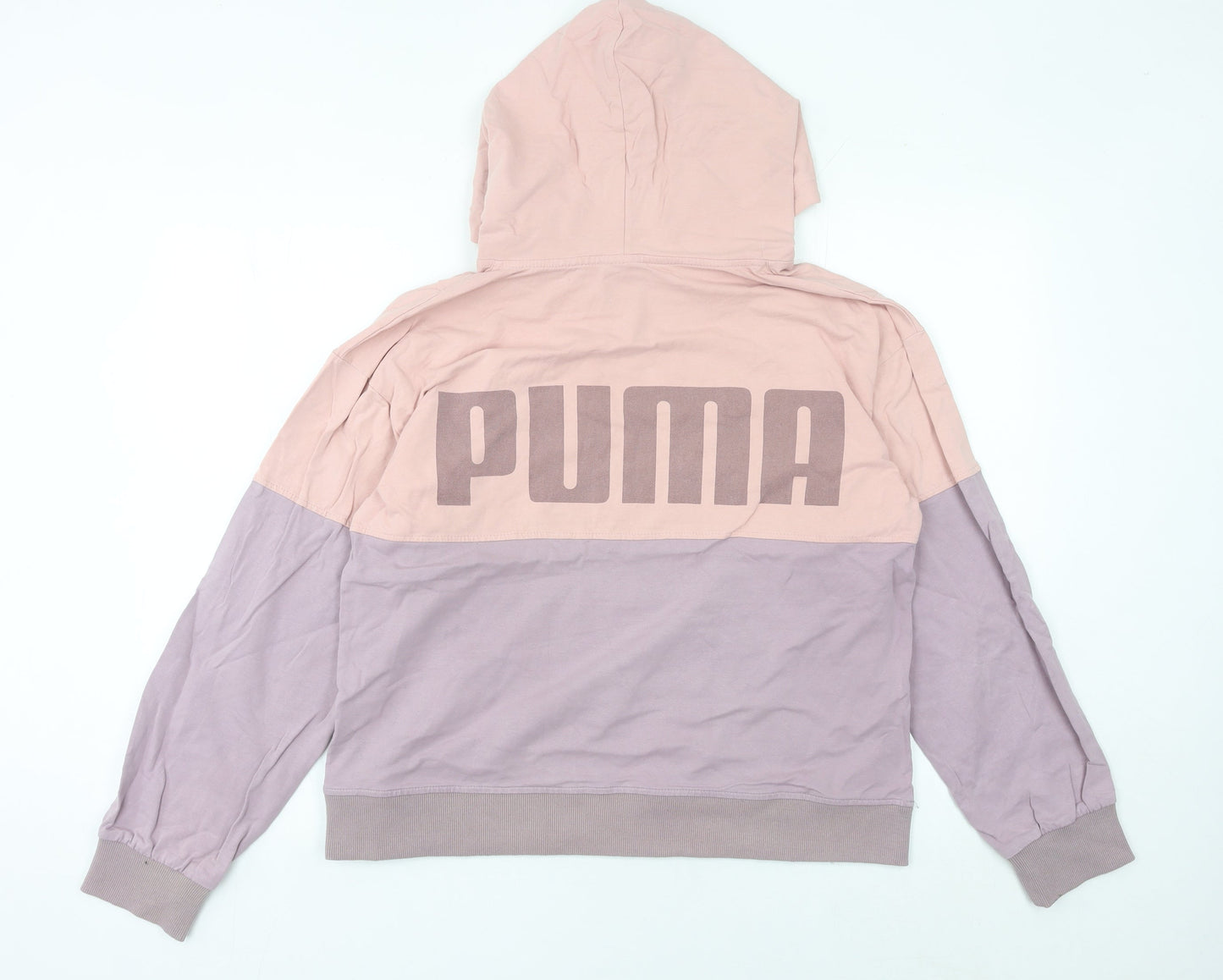 Puma Womens Pink Purple Colourblock Pullover Hoodie Size 10