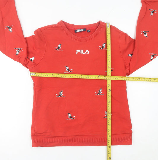 Fila Womens Red Ski Graphic Sweatshirt Size 8 UK Regular Fit