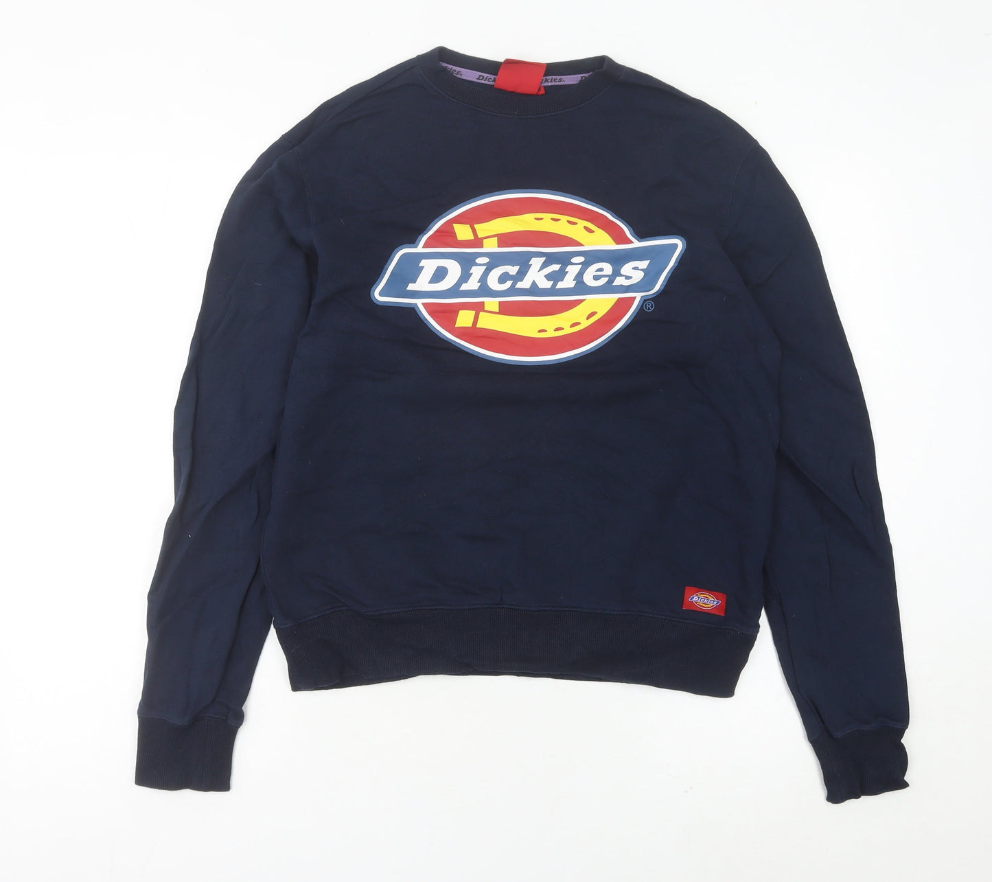 Dickies Womens Navy Blue Logo Sweatshirt Size 12 UK Cotton Crew Neck