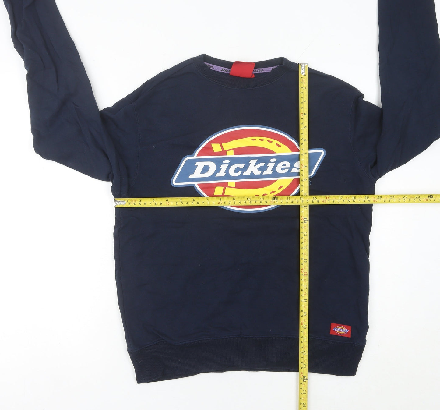 Dickies Womens Navy Blue Logo Sweatshirt Size 12 UK Cotton Crew Neck