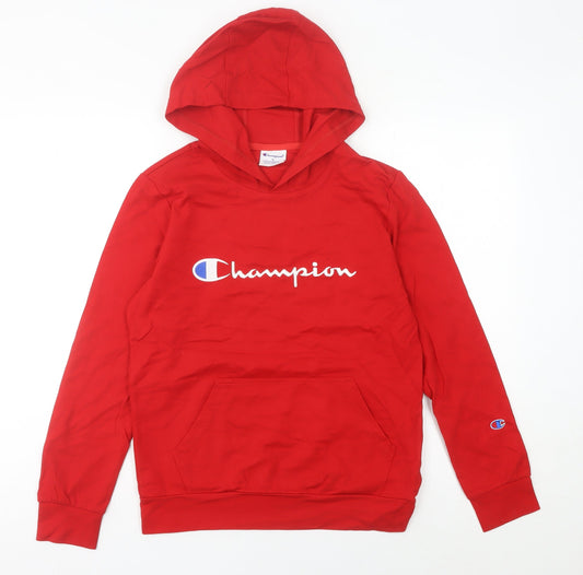 Champion Women’s Red Hoodie Pullover UK 6 Small Logo Sportswear