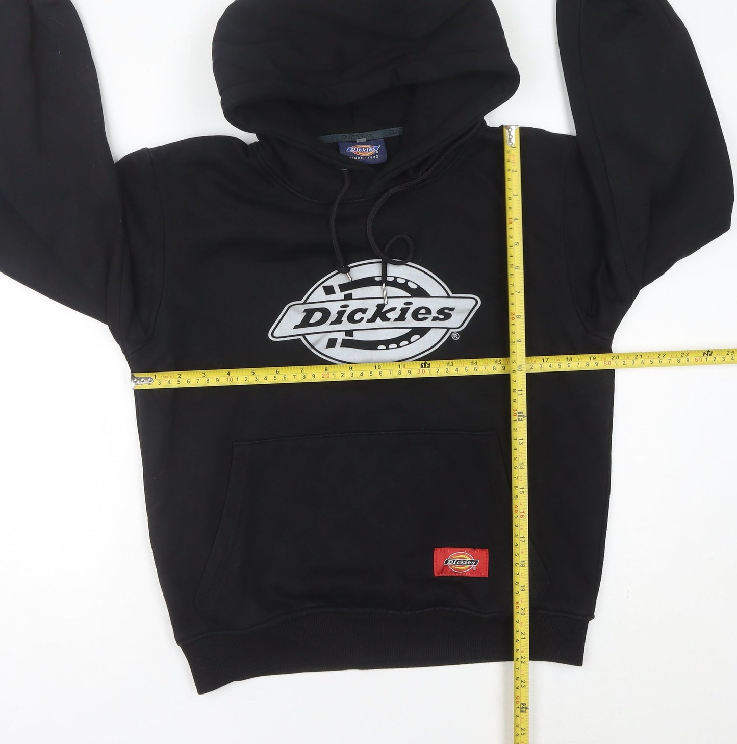 Dickies Womens Black Hoodie Size 12 Pullover Fleece Logo Sweatshirt