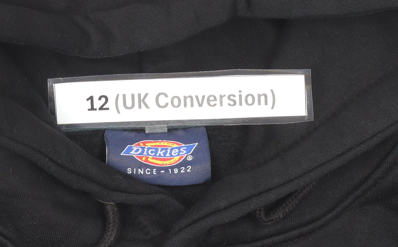 Dickies Womens Black Hoodie Size 12 Pullover Fleece Logo Sweatshirt