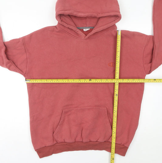 Champion Womens Red Pullover Hoodie Size 8 Cotton Logo Sweatshirt