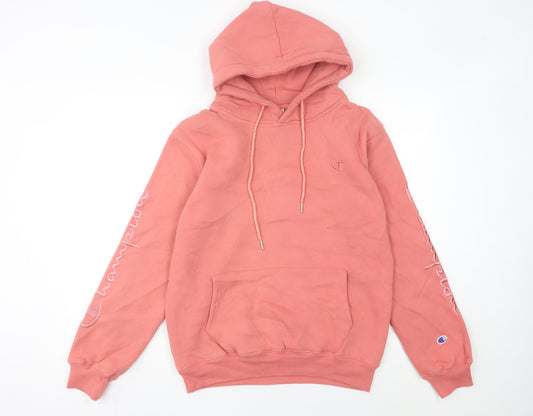 Champion Womens Pink Hoodie Size 10 UK Pullover Logo Sweatshirt
