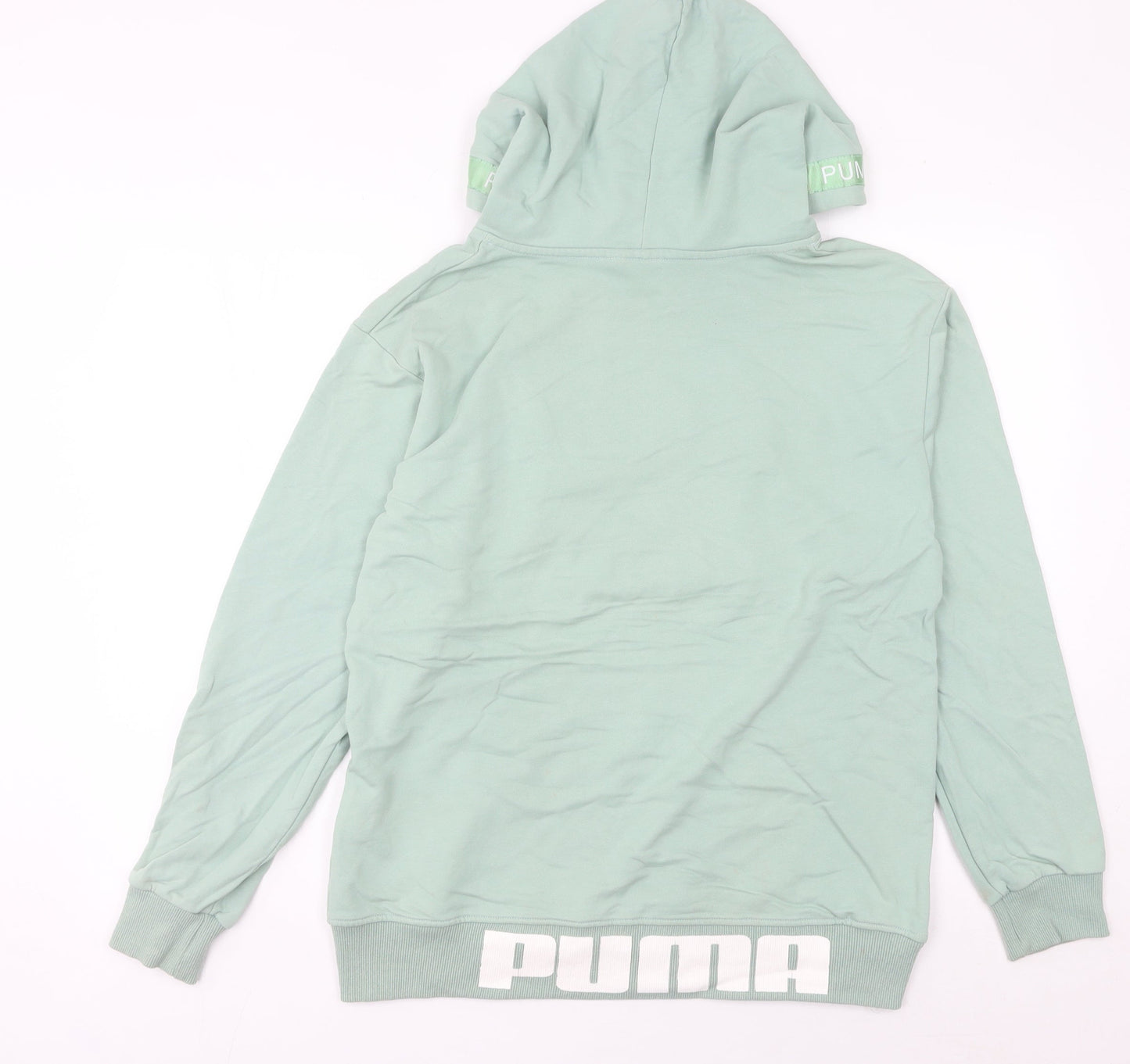 Puma Women’s Green Pullover Hoodie Size 10 Cotton Logo Sportswear